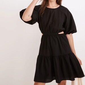 Madewell | Seersucker Puff-Sleeve Cutout Mini Dress